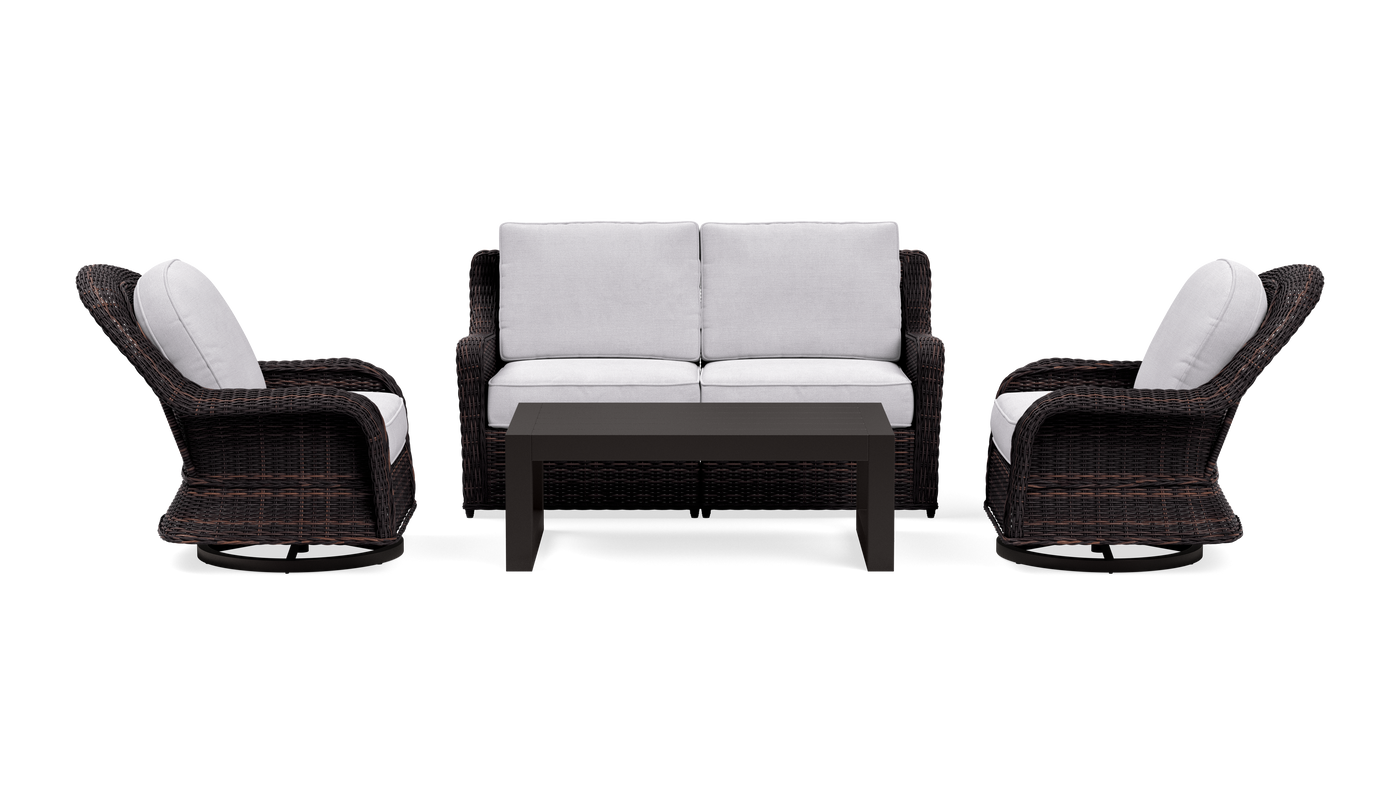 Waverly Outdoor Loveseat Set with Fixed Chairs