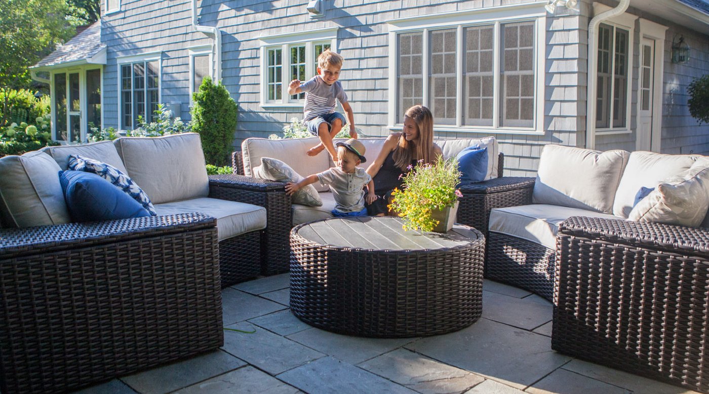 Outdoor patio conversation sets deals with sunbrella cushions