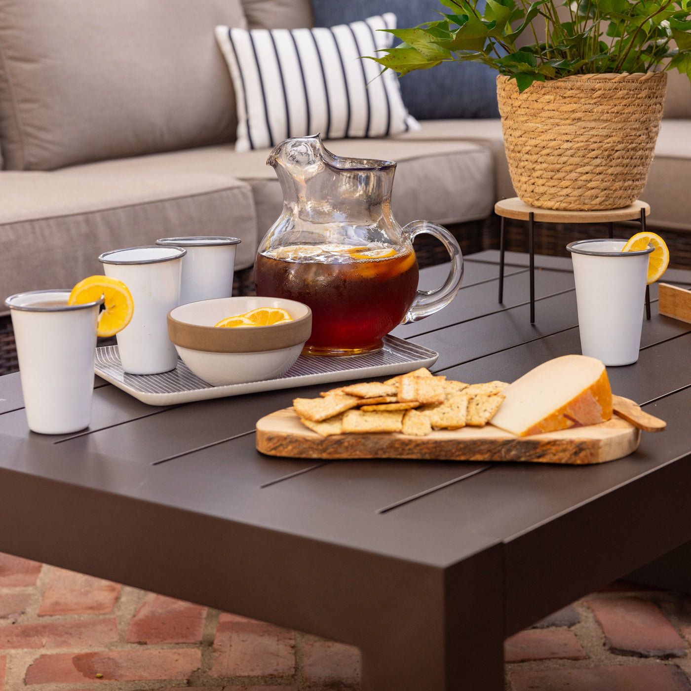 Langdon Outdoor Fire Pit Table Set with 4 Swivel Glider Chairs
