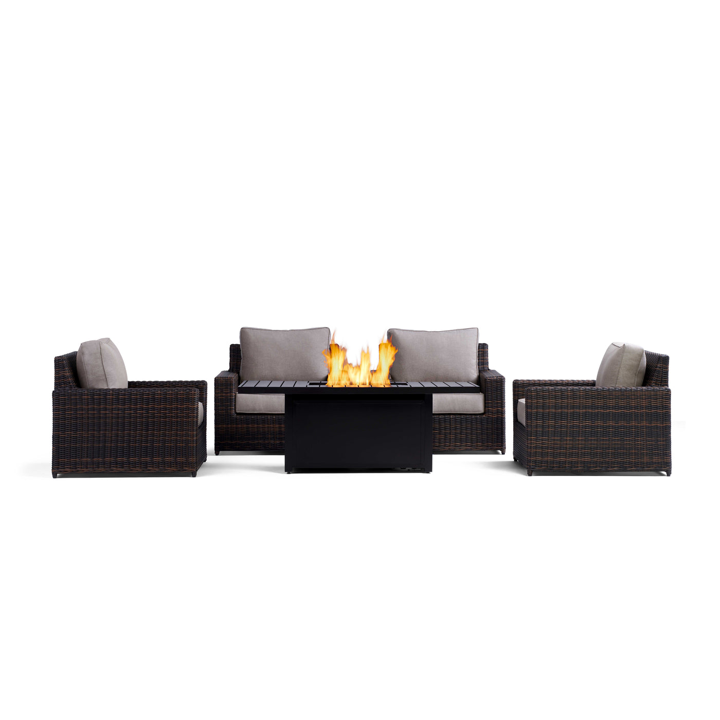  Yardbird Langdon Outdoor Fire Pit Table Set with 4 Fixed Chairs Outdoor Furniture