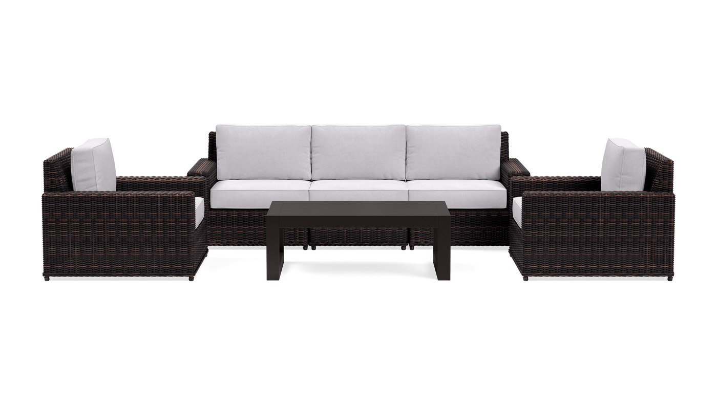 Langdon Outdoor Sofa Set with Fixed Chairs