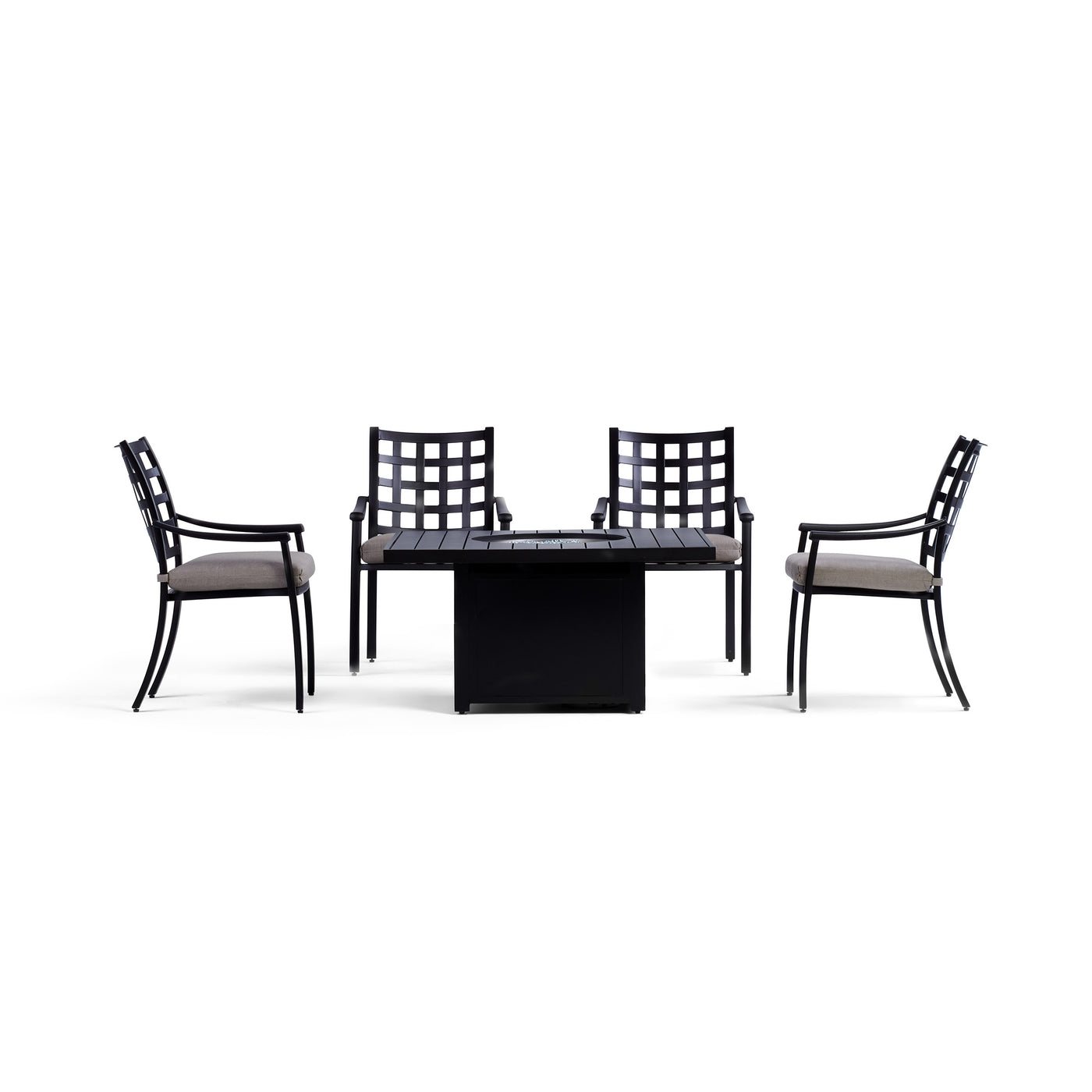 Yardbird Lily Outdoor Fire Pit Table Set with 4 Fixed Chairs Outdoor Furniture
